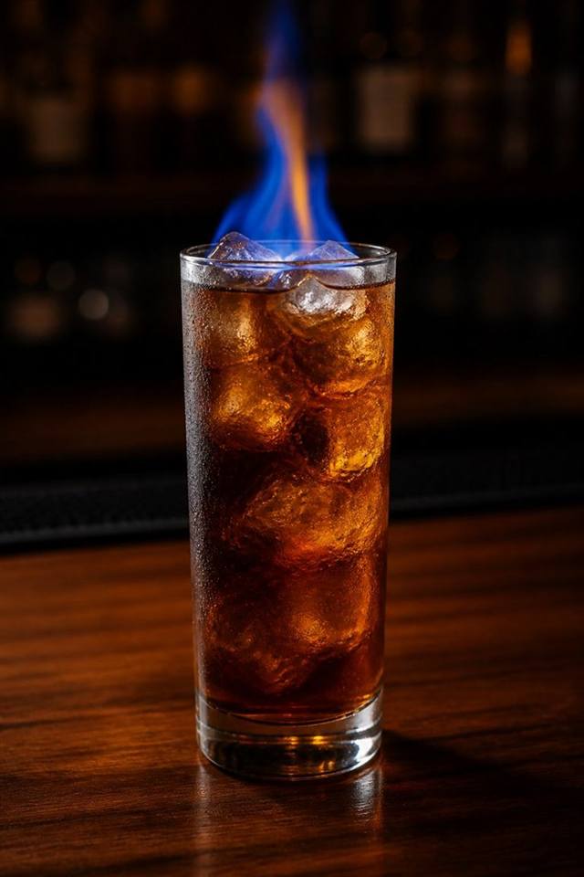 Flaming Dr. Pepper cocktail